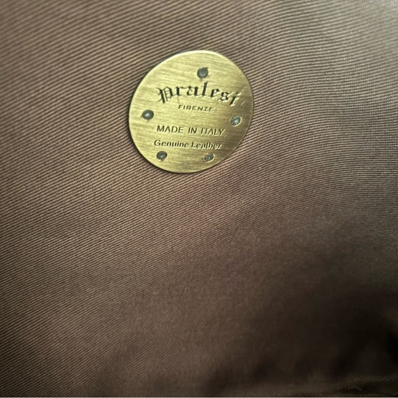 Pratesi Firenze Clutch Crossbody Italian Leather Zipper Wristlet Brown - Picture 2 of 4